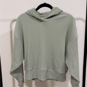 Abercrombie & Fitch Ribbed Knit Hoodie in Soft Green